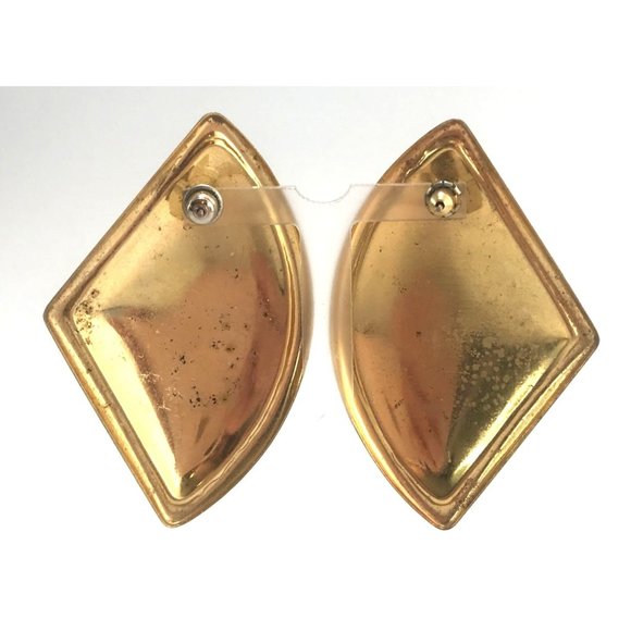 1980's Enamel Fan Earrings in Black & Gold Tone - Picture 2 of 3